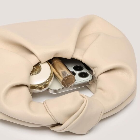 Women's PU Leather Clutch Small Hobo Purse Wedding Guest Bag Trendy - Picture 5 of 6